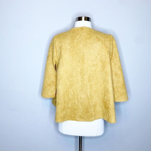 Jayley Collection S Small Faux Suede Capelet Camel Tan Soft Jacket Top Open - Picture 5 of 9